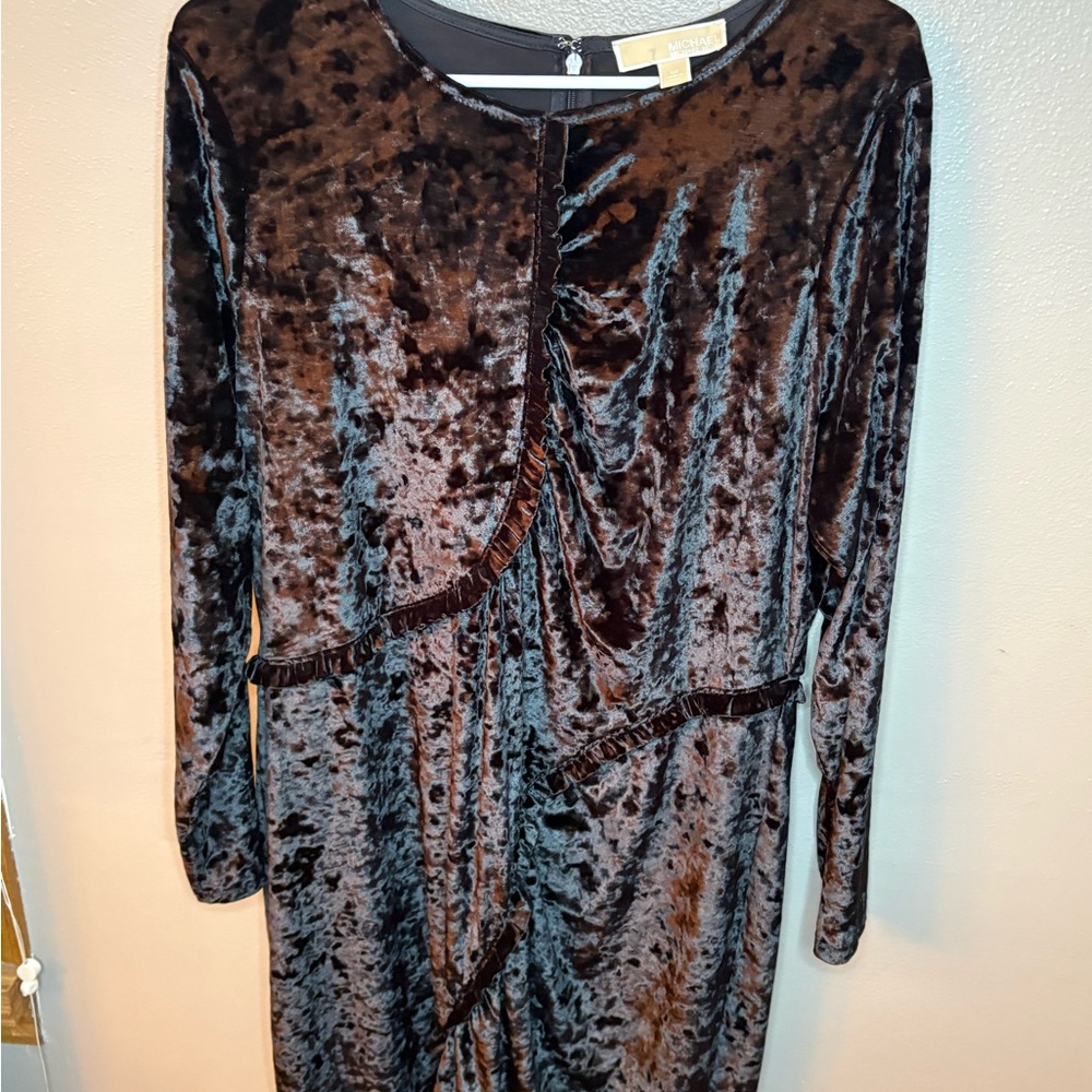 Michael Kors Velvet Long Sleeve Dress - black